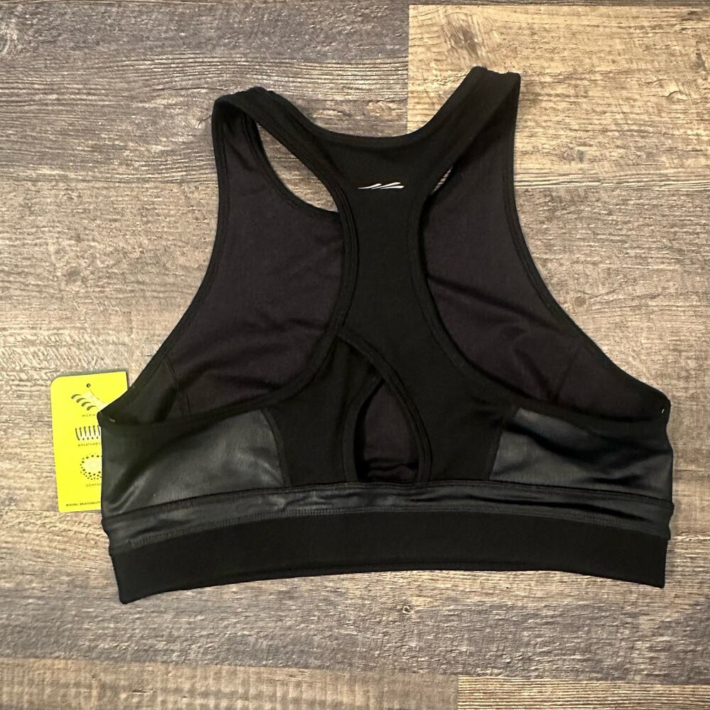 Propel Women's Black Solid Stretch Crew Neck Racerback Sport Bra Size XL - Picture 2 of 4